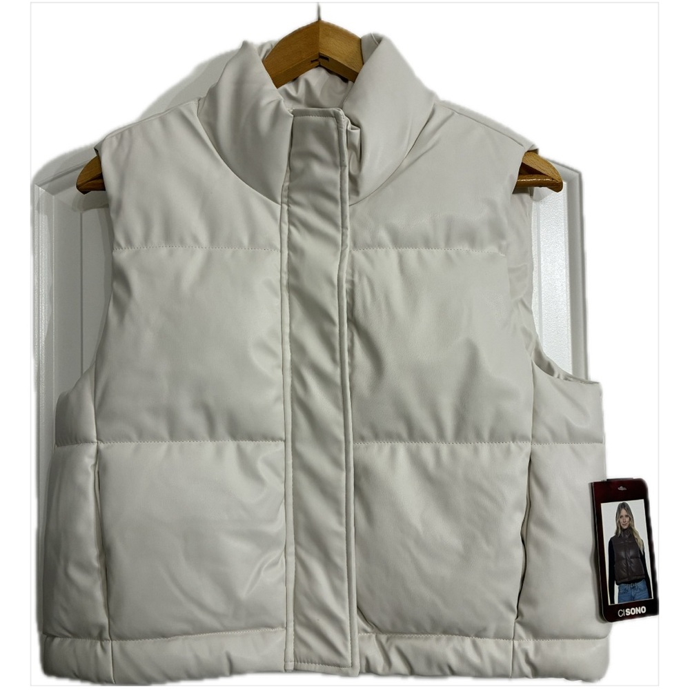 Ci Sono Women's Light Beige Puffer Vest NWT Sz L - Picture 4 of 9